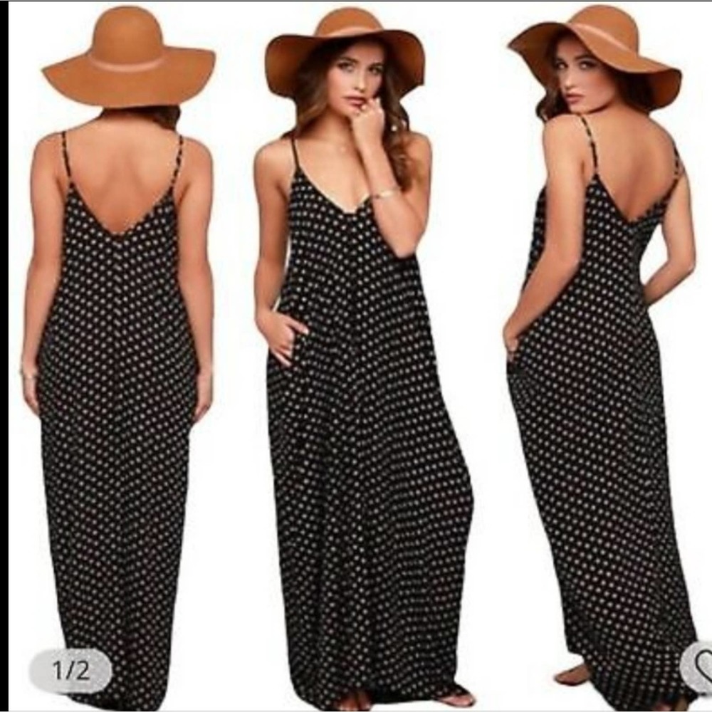 Lulus Black Floral Print Maxi